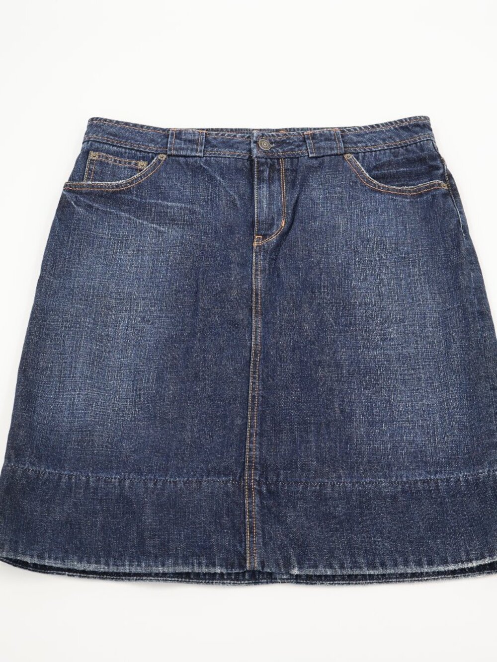 Gap‎ Denim Mini Skirt Womens 12 Dark Blue A-Line 1969 Whiskered Casual